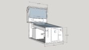 Planungzeichnung meines Mid-Size Virtual Pinball in Sketchup 3D ausgelegt für zwei Monitore (Playfield 31′, Backbox 19′)