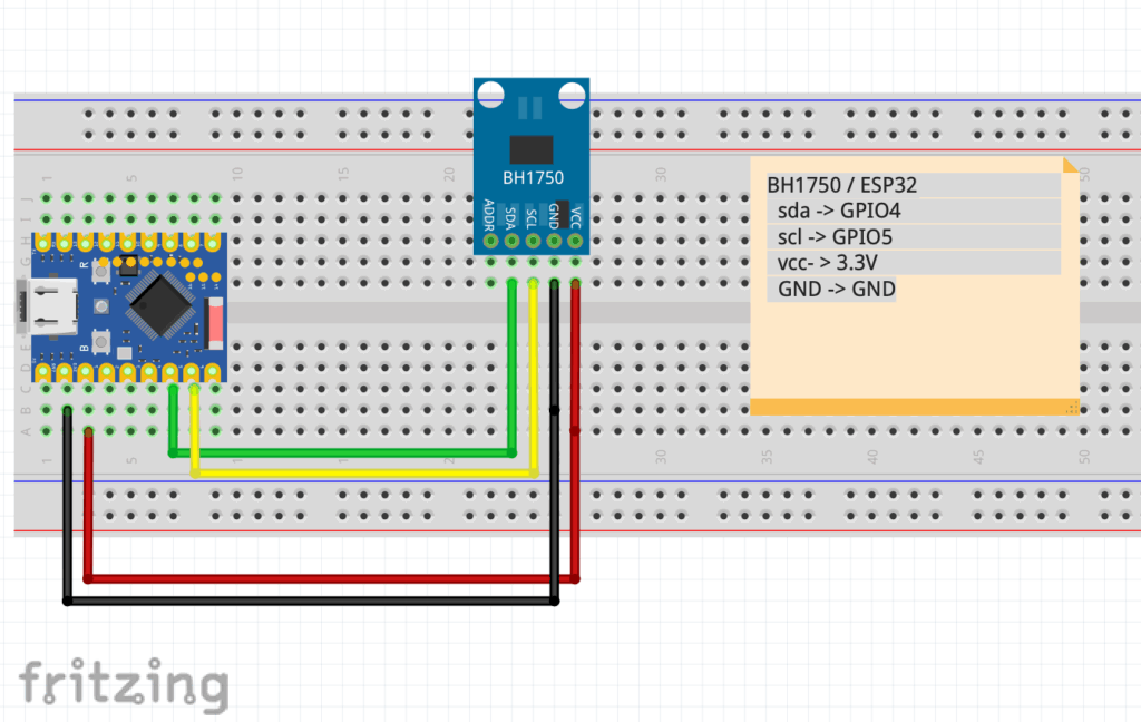 Anschlussschema Sonnensensor mit ESP32-C3 und BH1750.